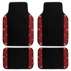 4-Piece Cute Rhinestone Pattern Car Mat Set, Car Floor Mats, Sparkling Crystal-Carpet for Suv Sedan Truck, Stylish Interior Accessory Gift for Men & Women