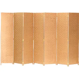 Bamboo Woven Panel Room Divider, Privacy Partition Screen, 7 Panels
