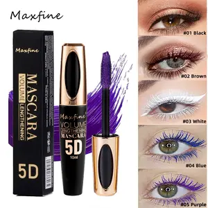 5D silk fiber mascara, natural waterproof and smudge-proof mascara with thick colored eyelashes, durable waterproof and stain-proof, natural appearance, long and thick curly styling mascara, suitable for all skin types.
