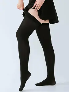 Women's Plus Size Solid Over The Knee Socks, 1 Pair Casual Comfy Breathable Soft Socks for Daily Outdoor Wear, Ladies Socks for All Seasons, Thigh High Stockings
