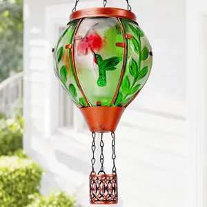 Hummingbird Solar Hot Air Balloon Lantern,Outdoor Decor with Flame Lights , Hanging Lights for Garden Yard Lawn Patio,  Gifts for Women Mom Grandma Gardener for Mother'Day