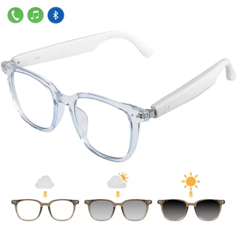 Smart Wireless Bluetooth Glasses with Auto-Tinting Polarized Lenses Built-in Speakers & Mic Blue Light Blocking Android Man Rechargeable Wearable UV400 Protection Latest Bluetooth 5.4 IPX5 Waterproof Device Multifunctional Audio Sunglasses Wireless, Photo
