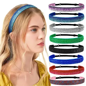 New Women's Elastic Glitter Velvet Headbands for Women - Non-Slip, Sparkling Sports Accessory Ideal for Yoga and Fashion Styling