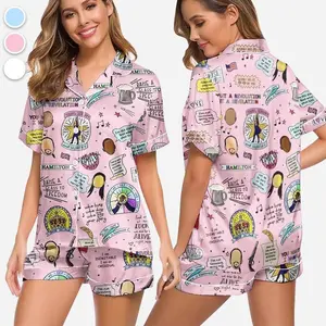Hamilton Musical Satin Pajama Set for Women, Broadway Inspired Sleepwear, Rise Up Lounge Outfit, Soft 2-Piece Fan Gift Idea