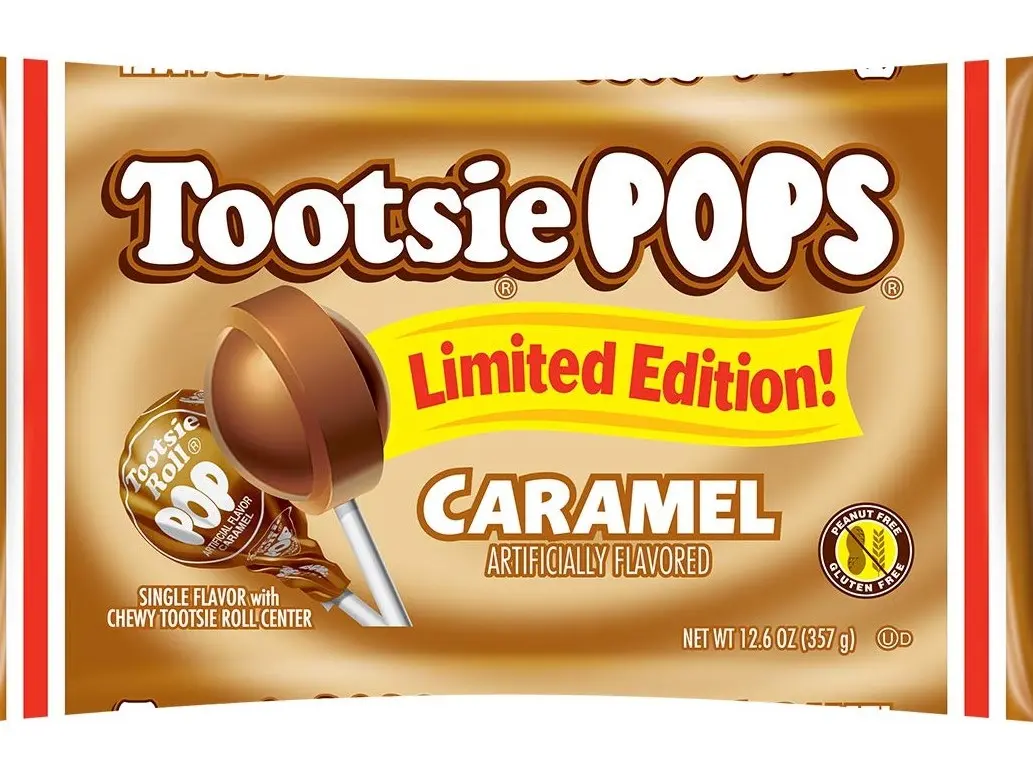 Tootsie Pops Limited Edition Individually Wrapped Single Flavor Lollipops with Tootsie Roll Center, Caramel, 12.6 Ounce