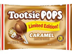 Tootsie Pops Limited Edition Individually Wrapped Single Flavor Lollipops with Tootsie Roll Center, Caramel, 12.6 Ounce