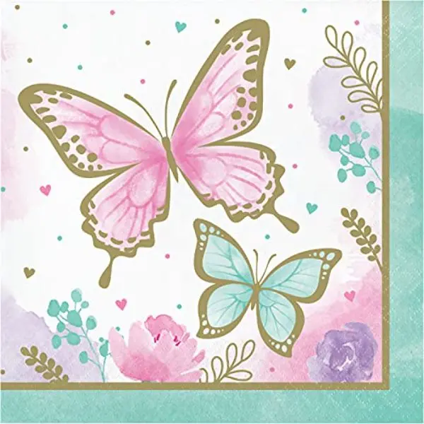 PTYC 354581 6.5 in. Butterfly Shimmer Luncheon Paper Napkin, Multi Color