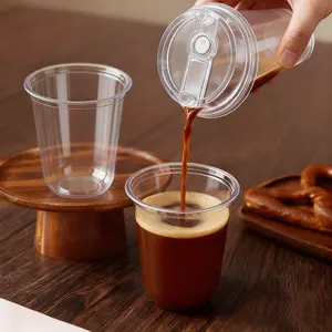 20 Pack Disposable Iced Coffee Cups with Lids Clear Plastic Cups for Cold Crystal Drinks Ideal for Party Use Convenient Versatile