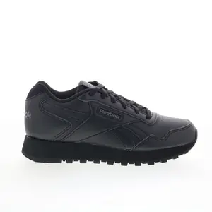 Reebok Glide Wide D Womens Black Wide Leather Lifestyle Sneakers Shoes