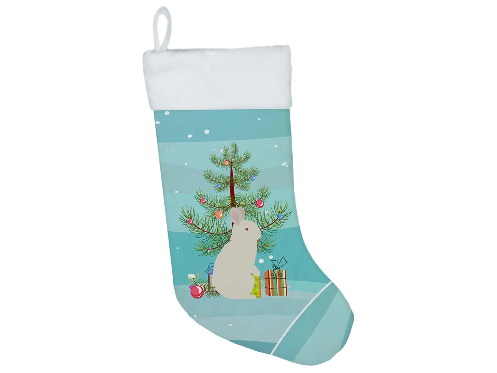 New Zealand White Rabbit Artwork Christmas Stocking, Festive Home Decor Party Supply