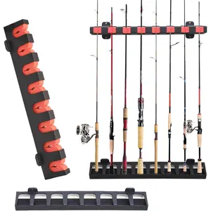 Organizer Wall Mount 6/8 vertical/Horizontal for Fishing Rod Holders and Pole Racks Accessory to Garage Door Home Room(red 8 Vertical)