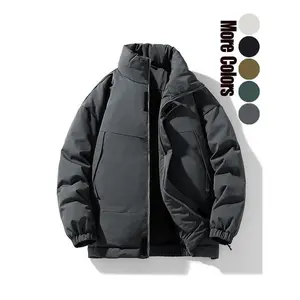 Men's Solid Zip Up Funnel Neck Warm Jacket, Regular Fit Casual Long Sleeve Zip Front Outerwear for Fall & Winter, Men's Clothes for Daily Wear