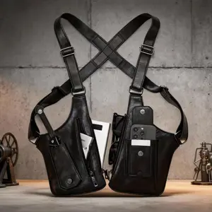 Universal tactical adjustable crossbody bag - anti-theft hidden storage space, lightweight and durable PU leather, multi-function pocket, adjustable shoulder straps and metal accessories, suitable for daily commuting, outdoor adventure and travel,summervi