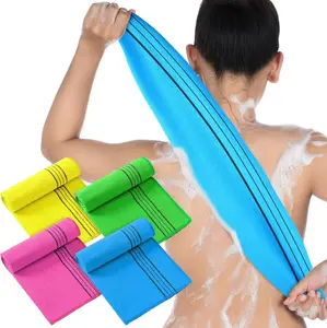 4 Pieces Korean Exfoliating Washcloth Body Back Scrubber Japanese Italy Exfoliating Cloth 35.5 Inch Long Bath Towel Washcloth Dead Skin Remover for Men Women(Multicolored)