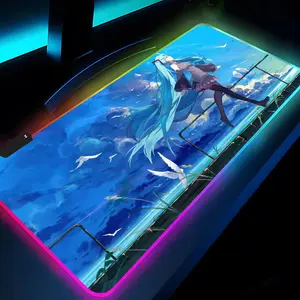 Hatsune Miku Anime Mousepad Rgb Xxl Laptop Mat Gaming Mousepad Backlit Keyboard Gamer Girl Table Pads Desk