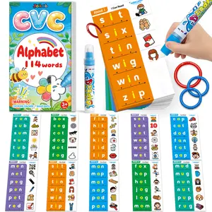 JoiLab CVC Word Writing Spelling Games: Phonics Flash Card Water Coloring Card with 114 Word No-Mess Drawing for Classroom Homeschool Preschool - Learning Activity Educational for 3 4 5 6 Year Old Kid