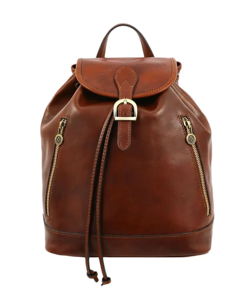 Brown Leather Backpack, Vintage Backpack for Women, Leather Rucksack, Full Grain leather Backpack with Drawstrings