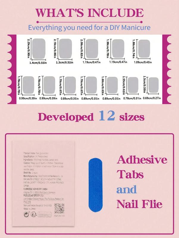 24Pcs Medium Square Press-On Nails | White French Tip with Rhinestone & Bowknot