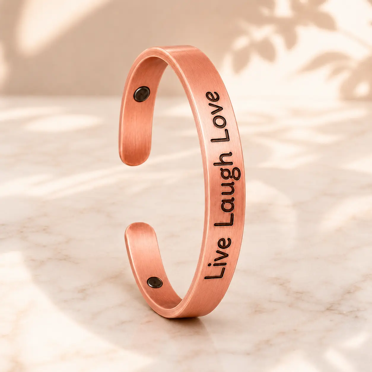 Personalized Copper Cuff Bracelet, Custom Engraved Name or Quote, Adjustable Magnetic Bracelet for Men and Women