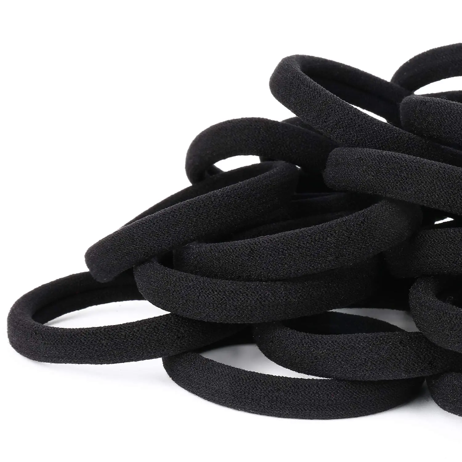 Black Elastic Damage-Free Ponytail Holders, 100 Pack Seamless Cotton Hair Bands for Women With Thick Hair, gift