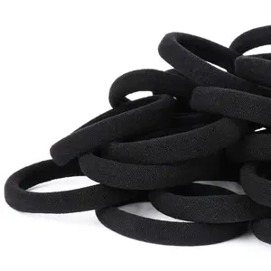 100 Pack Seamless Cotton Hair Bands, Elastic Damage-Free Ponytail Holders, Black Hair Ties Suitable for Thick Hair Women
