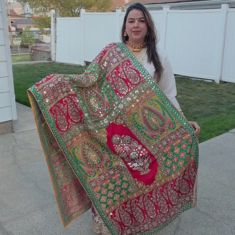 Modest Fashion Dola Silk Dupatta with Original Mirror Detailing for Women’s Fashion Dresses
