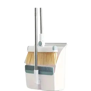 Broom and Dustpan Set with Foldable Handle