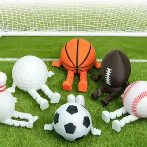 6pcs/12pcs Random 3D Printed Sports Player Figurines, Ball Theme Creative Ornaments for Home Desk, Decorative Collectibles