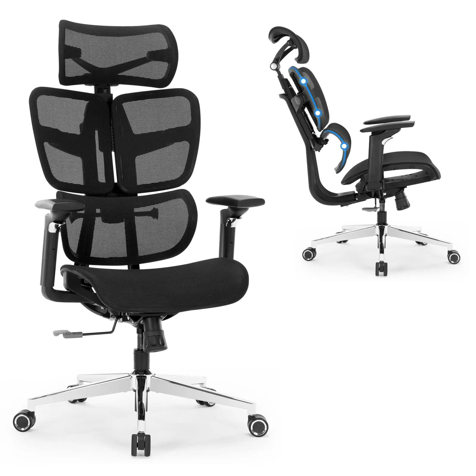 Office Chair Ergonomic Desk Chair, Big and Tall Mesh Computer Chair with Adjustable Lumbar Support, Tilt Function and Headrest Home Office Desk Chairs, Swivel Executive Chair ergonomic office