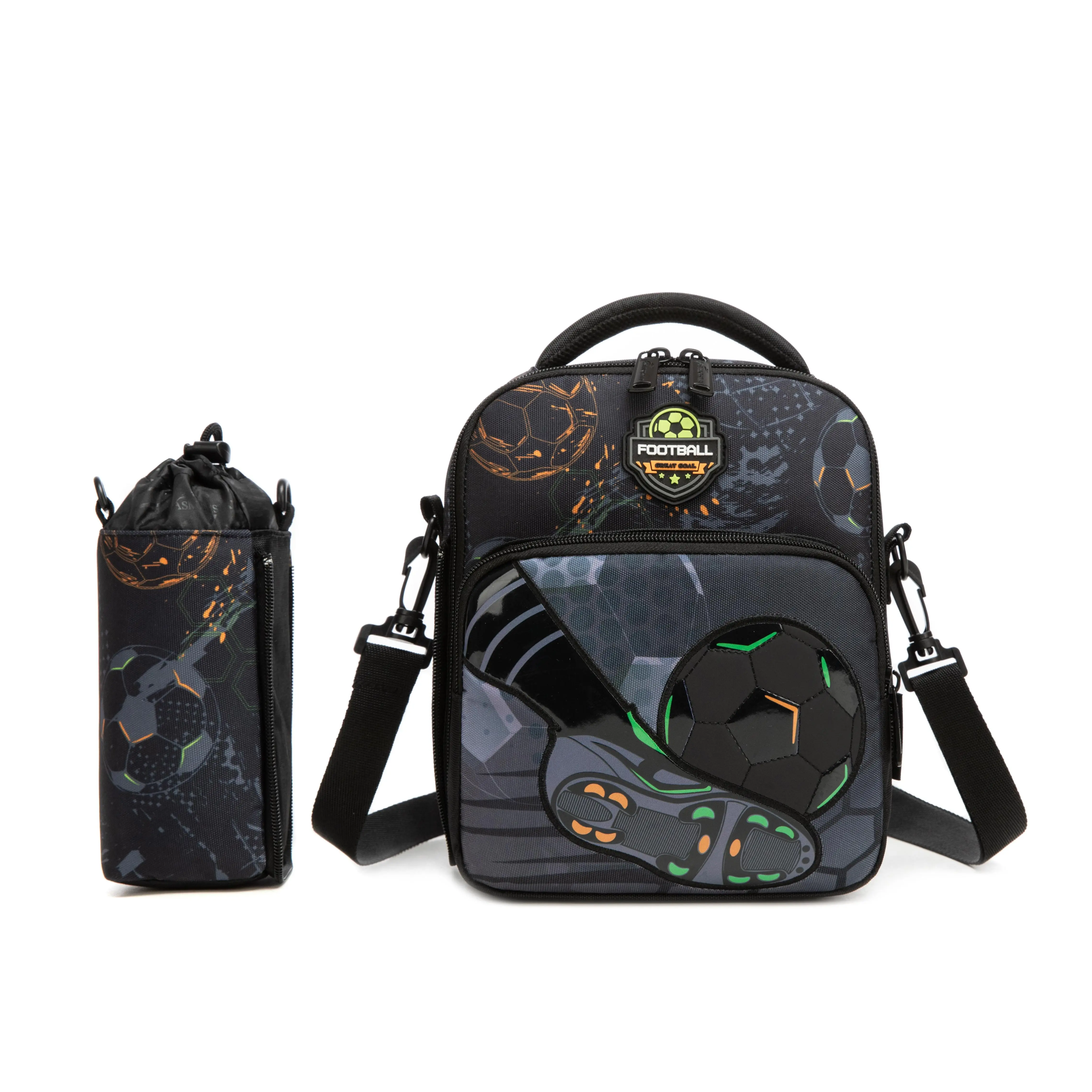 The ultimate soccer aesthetic! This "Football" lunch bag with a matching water bottle holder is so cool! daily travel
