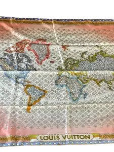 Pre-owned Louis Vuitton Silk Bag Accessories Monogram World Map Scarf