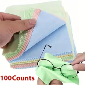 Random Color Glasses Cleaning Cloth, 100pcs Multipurpose Soft & Thick Cleaning Cloth, Multifunctional Cleaning Tool for Glasses, Camera, Smartphone