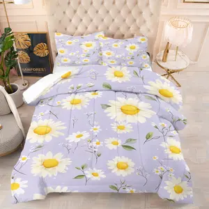 Soft Daisy-Patterned Bedding Set, Including 1 Comforter And 1 Or 2 Pillowcases Without Pillow Inserts, Bedroom Decor Gift