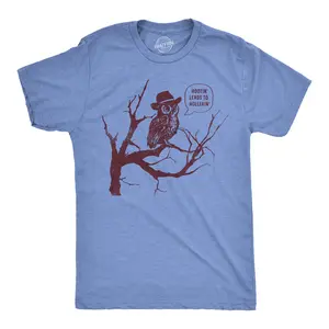 Mens Funny T Shirts Hootin Leads to Hollerin Sarcastic Owl Graphic Tee for Men Mens Funny T Shirts Cool Vintage Fashion T-Shirt Gift Classic Menswear Sarcastic Apparel for Men Funny Animal Short Sleeve Novelty Light Blue