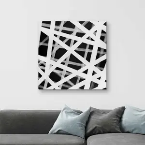 Begin Home Decor C1RC32329LHK6U 32 x 32 in. Geometric Stripes - Monochrome Canvas for Stylish Home Decor