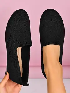 Women's Elegant Knit Loafers, Comfortable Breathable Slip-On Design, Fashion Home Casual Shoes, Perfect for Daily Wear, Summer Style