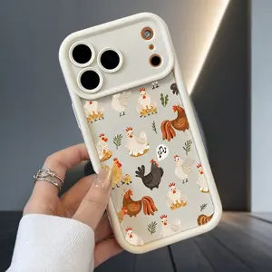 Farmyard Chickens Phone Case for iPhone 17 Air 16 16e 15 14 13 12 11 Pro Max Plus X XS Soft Silicone Shockproof Drop Protection Durable Bumper Cover