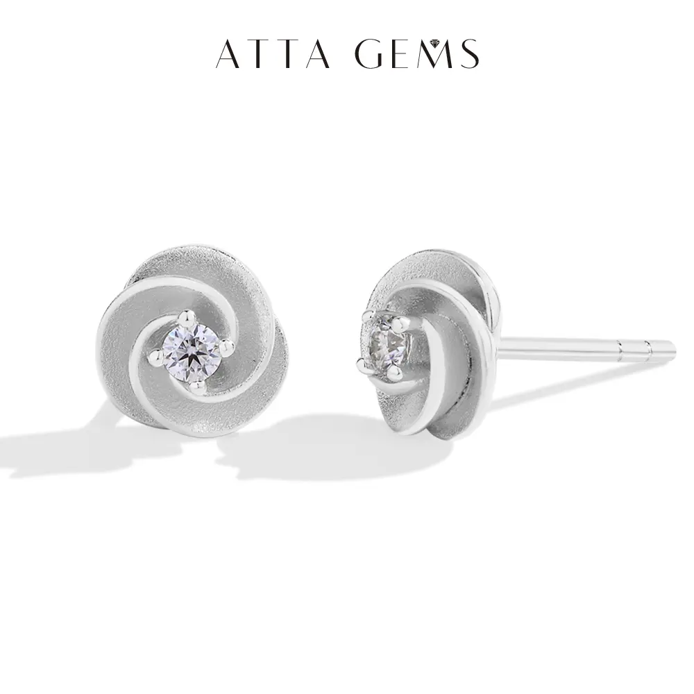 Women's 2.3mm Flower Design Synthetic Moissanite Ear Studs - Fine Daily Wear Jewelry, Ideal Birthday Gift (E037) by summerwins, Synthetic Moissanite Earrings, Girl, Female, Guangzhou Atta Gems Co., Ltd, Stud Earrings, Elegant Artificial Gemstone Earrings