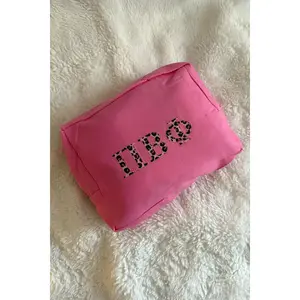 Cheetah Letters Sorority Make-Up Pouch Tickled Pink Numo 5244 8.5 W x 6 H x 2.5 Gusset