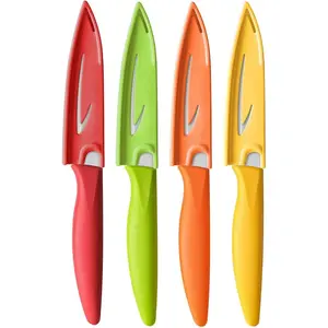 [New Deal] 4PCS Paring knife (4 Knives and 4 Knife cover), 4 Inch Peeling Knife, Fruit and Vegetable Knife, Ultra Sharp Kitchen Knives, German Steel, PP Plastic Handle