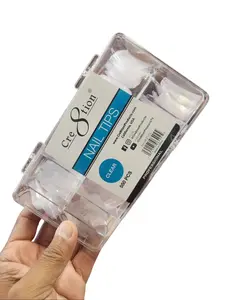 Cre8tion Clear Color C Curve Nail Tips 550pcs for Nail Art Creation and Design - Glossy Finish Perfect for Stylish Manicures
