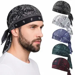 5 PCS Paisley Bandana Durags Set | Adjustable Tie-Back Head Wrap for Men & Women | Breathable Biker Pirate Hat | Quick-Dry Helmet Liner for Sports