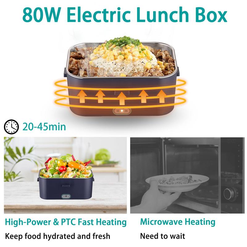 Nifogo 110V/12V/24V Multi-Scene Electric Food Warmer 1.5/1.8L Leak-Proof Portable with Tableware & Carry Bag for Car & Home