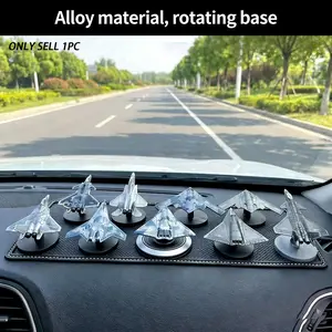 Rotating Base Alloy Fighter Jet Ornament, Dual Material Alloy and Plastic, Car Interior Decor, Desktop Decoration, Atmosphere Enhancer, Car Dashboard Decoration, Car Interior Ornaments