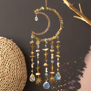 Moon Design Crystal Sun Catcher Pendant, Home Rainbow Collector Wall Decor, Hanging Room Decor, Perfect Christmas Gift, New Year Decoration Present
