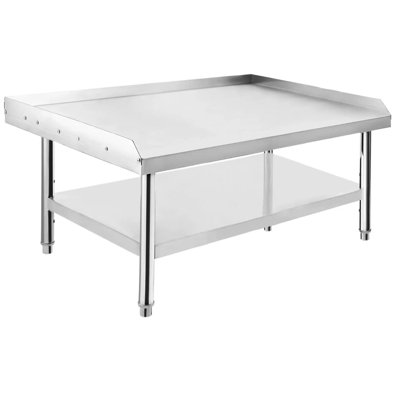Stainless Steel 60x30x24 Inch Equipment Grill Stand Table, 660 Lbs Top & Bottom Shelf, Adjustable Legs, 2" Edge Baffle, for Hotel, Home, Commercial Restaurant Kitchen