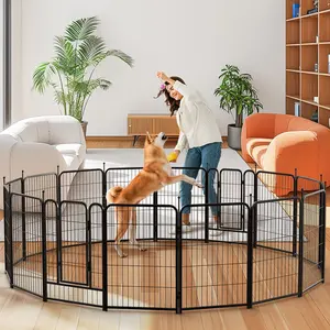 PETEMPO Portable Dog Playpen 16 Panel, for Indoor & Outdoor Use - 32/40 Inch Metal Pet Exercise Pen, Foldable Puppy Fence for Camping, RV Travel & Patio, Adjustable Kennel Cage for Small, Medium & Large Dogs, Children's playpen
