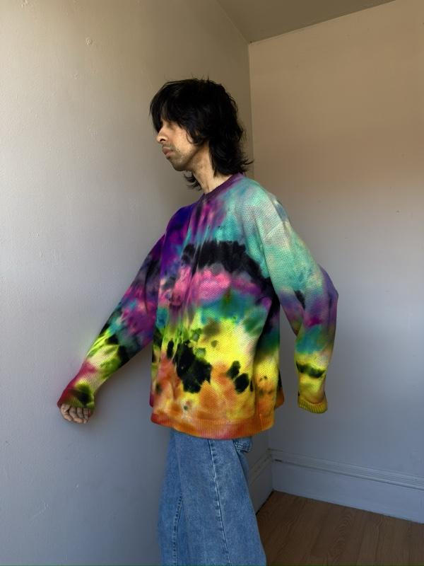 Men’s XL black rainbow sweater Lambswool pullover