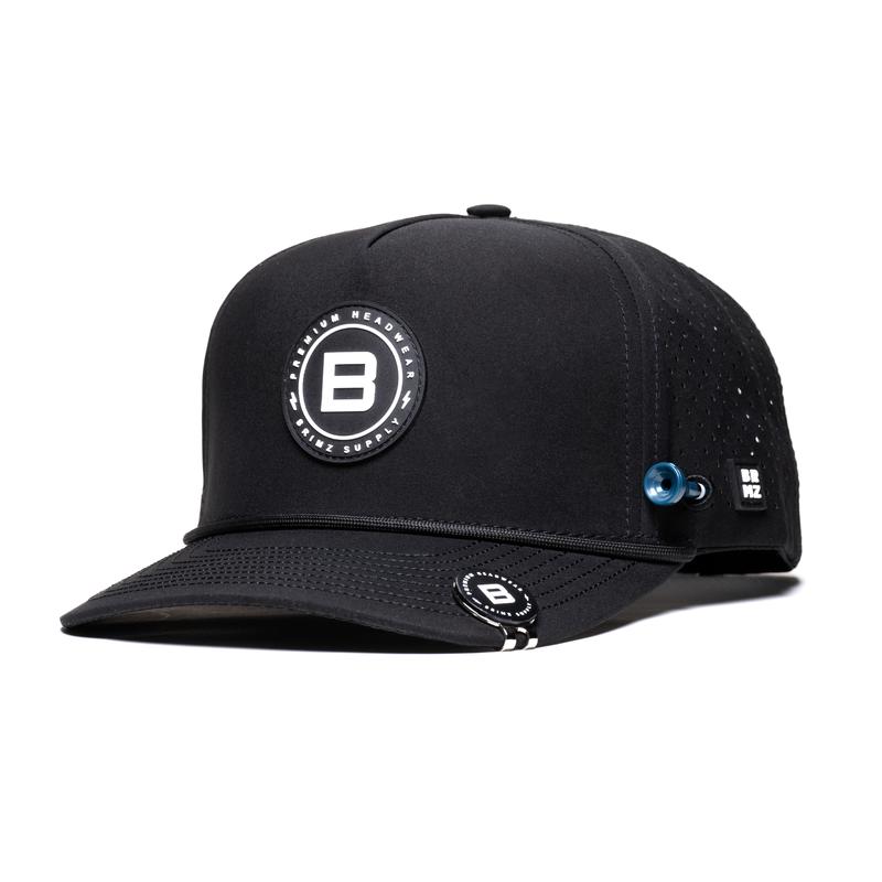 BRIMZ Golf Performance Hat - Breathable Sweat & Water Resistant Golfing Snapback Cap with Tee Holder & Magnetic Ball Marker (Brimz Logo)