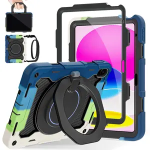 iPad A16 11th Gen 11 Inch 2025 Case with 360 Kickstand Handle Shoulder Strap & Screen Protector for Kids Military Grade Drop Protection - Cover, Computer
